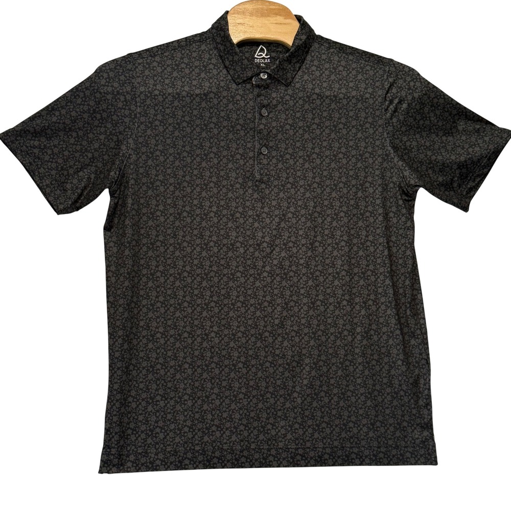 Deolax Mens XL‎ Performance Golf Polo Shirt Artistic Floral Stretch Breathable